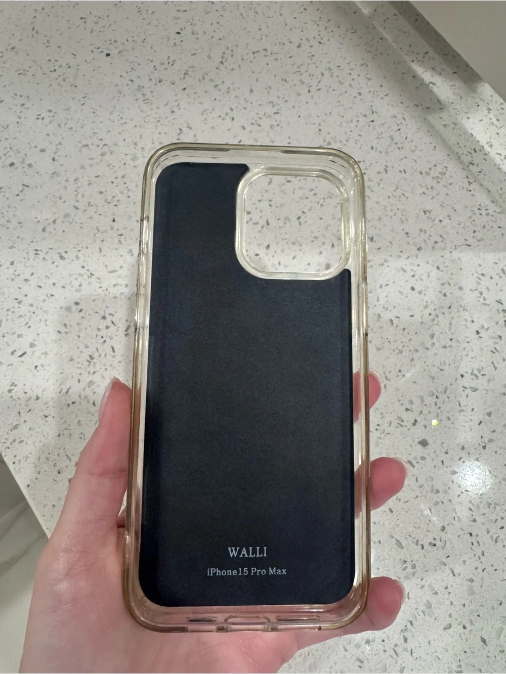 Walli iPhone 15 pro max Metallic Silver Faux-Snakeskin Card Holder Phone Case
